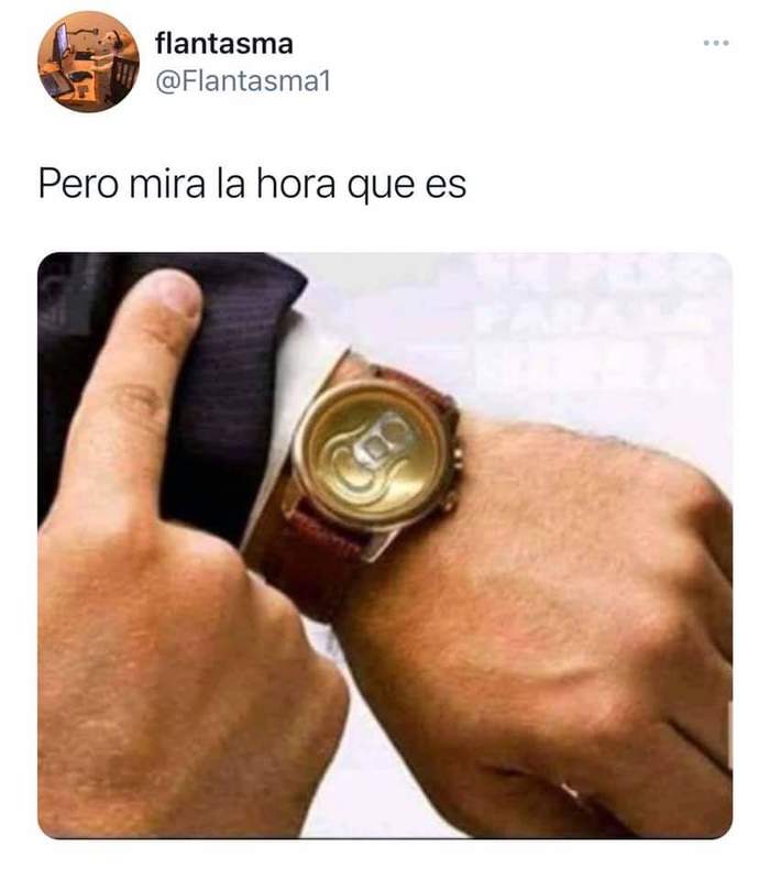 The Spaniards joke: it's beer time - Spain, Spanish language, Beer, Humor, Clock, Fotozhaba, Picture with text, Screenshot