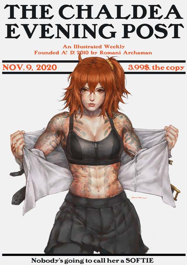 Gudako is ripped (Fate /GO) - NSFW, Крепкая девушка, Арт, Muscleart, Аниме, Anime Art, Gudako, Fate Grand Order, Fate, Длиннопост