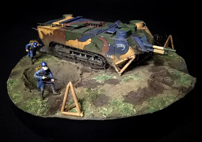 French armored car. Saint Chamond - My, Stand modeling, Diorama, Story, World War I, Tanks, Needlework without process, Technics, Hobby, With your own hands, Longpost