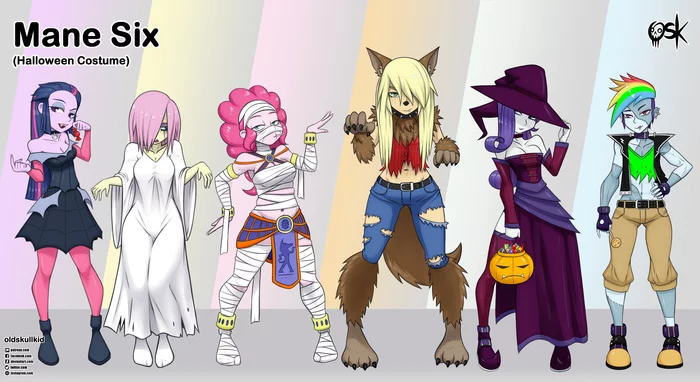 Девчонки в страшных костюмчиках :3 - My Little Pony, Mane 6, Equestria Girls, Хэллоуин, Костюм на Хэллоуин