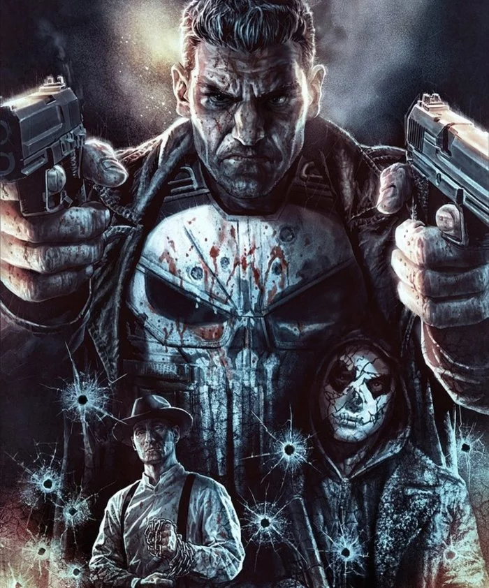 the Punisher - Marvel, The punisher, Art, John Bernthal, Pistols, Weapon, Comics, Lee bermejo