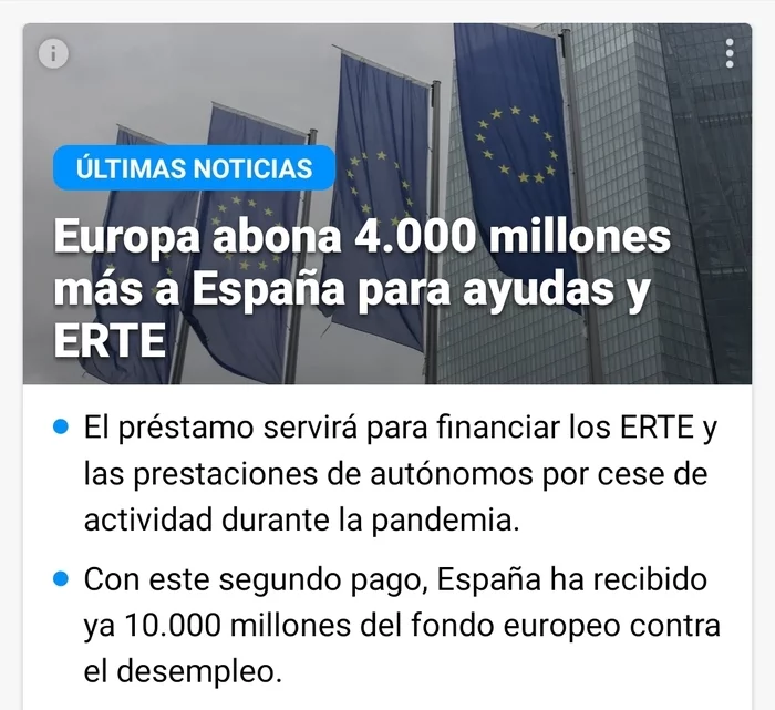 Europe allocated another 4 billion euros to Spain - Spain, European Union, Coronavirus, news, Help, Unemployment, Pandemic