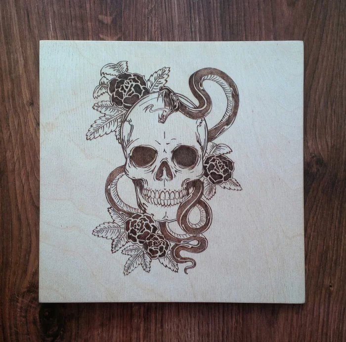 Friday mood - My, Scorcher, Pyrography, Creation, Plywood, Scull, Snake, Eyes, Eye, Hobby, Needlework, Needlework without process, Needlework without needlework, Surrealism, Friday tag is mine, Friday