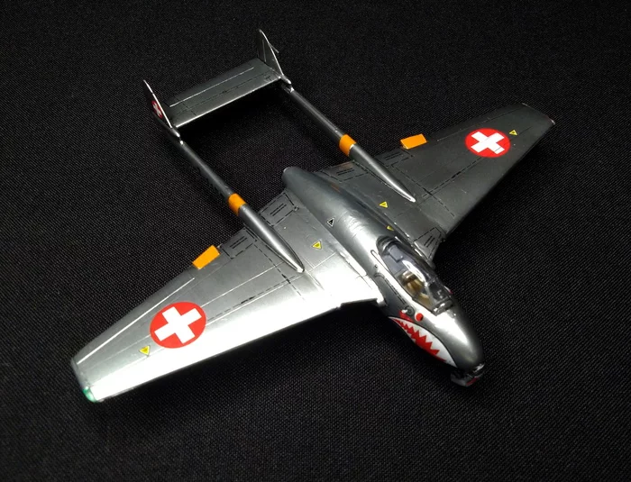 Jet-powered vampire. - My, Stand modeling, Prefabricated model, Aviation, Story, Fighter, Hobby, Needlework without process, With your own hands, , Airplane, Longpost