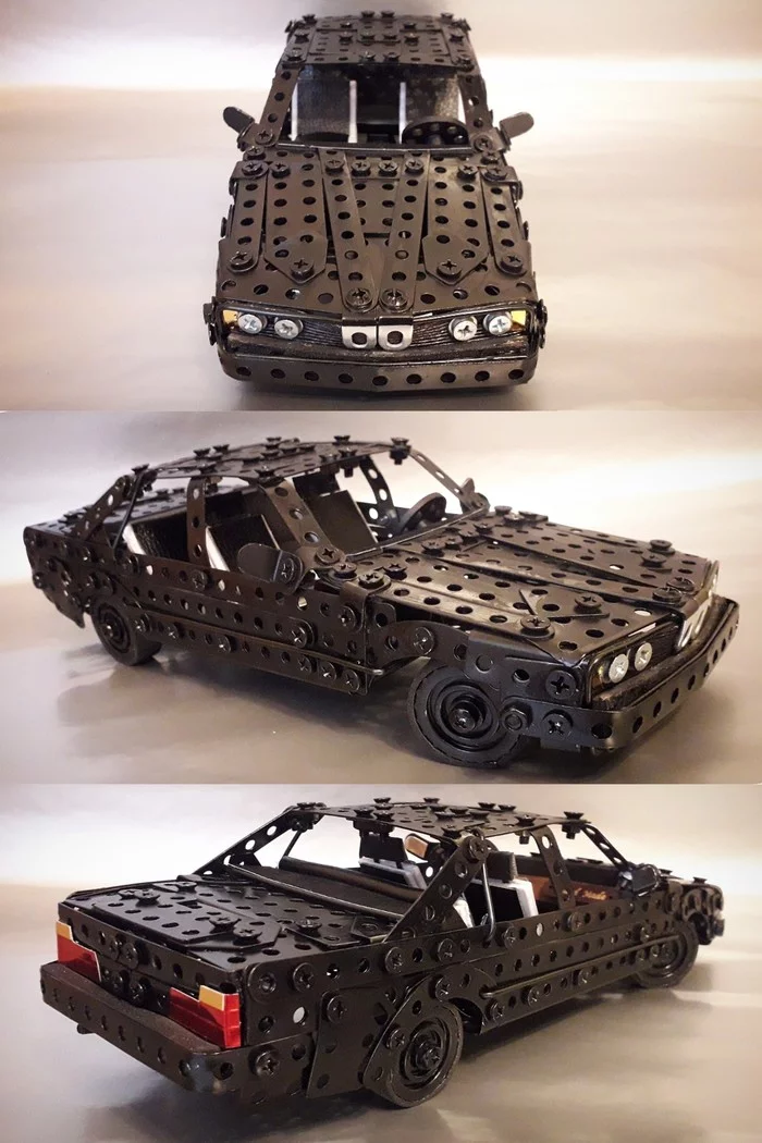 BMW E34 from a metal construction set - My, Bmw, BMW e34, Scale model, Homemade, Constructor, Modeling