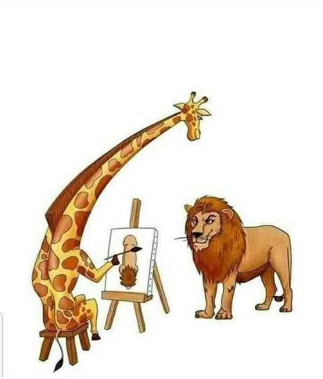 Perspective - a lion, Giraffe, Drawing, Artist, Perspective, View from above, I'm an artist - that's how I see it, Penis