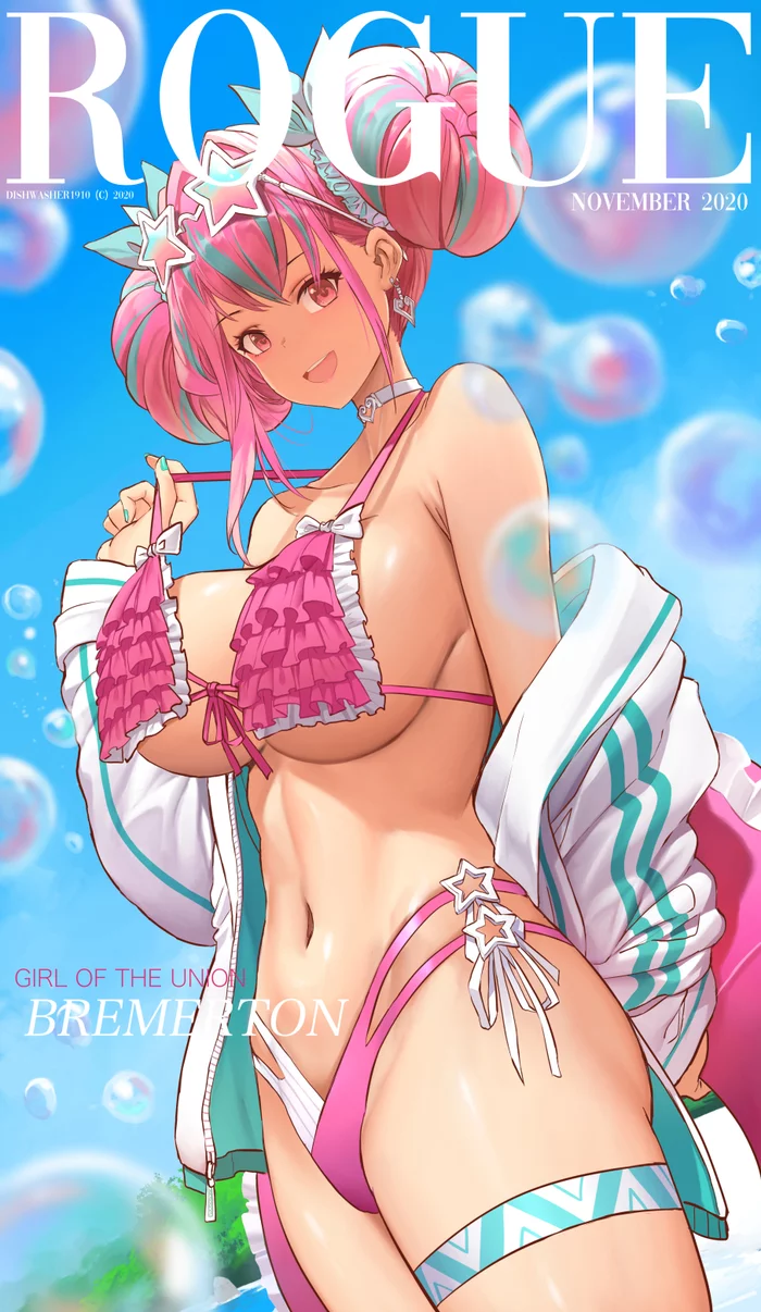 Bremerton - NSFW, Azur lane, Bremerton, Sugoi dekai, Swimsuit, Anime art, Anime, Art