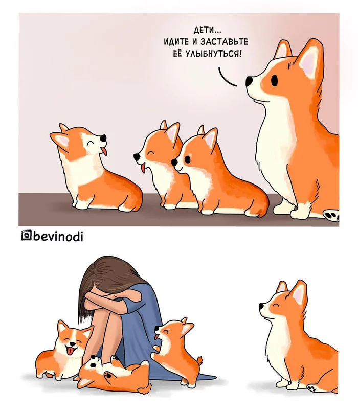 The best remedy for a bad mood - Bevinodi, Comics, Corgi, Dog