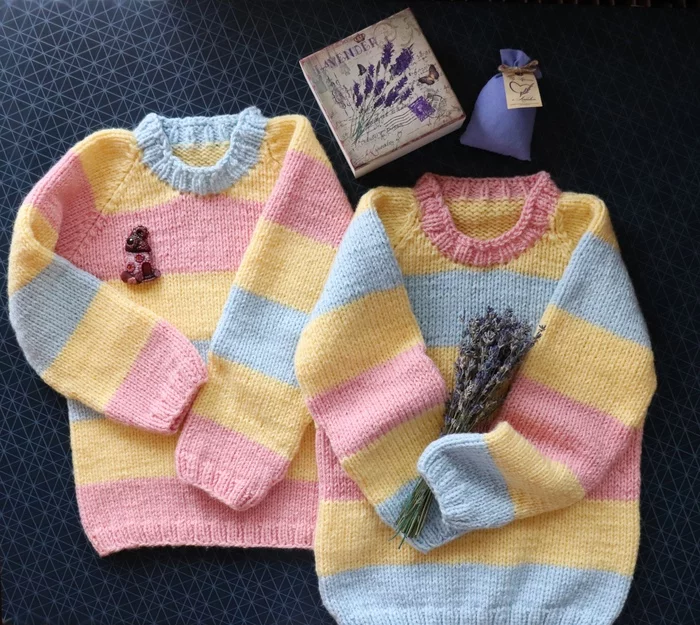 Striped sweaters - My, With your own hands, Needlework, Handmade, Needlework with process, Knitting, Longpost, Friday tag is mine, Pullover, Baby clothes