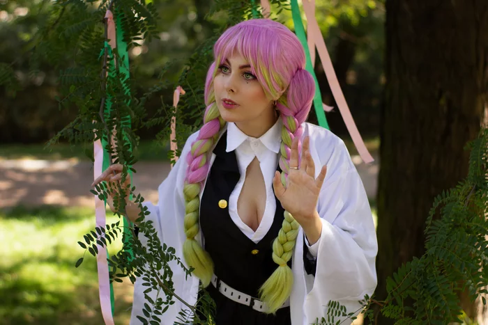 Cosplay Kimetsu no Yaiba / cosplay Mitsuri Demon Slashing Blade - My, Cosplay, Kimetsu no yaiba, Mitsuri Kanroji, Girls