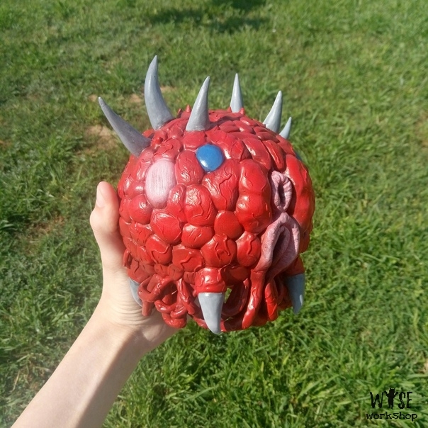 Cacodemon Doom handmade from polymer clay - My, Doom, Лепка, Polymer clay, Handmade, Doomguy, Doom eternal, Needlework with process, Longpost, Kacodemon (Doom)