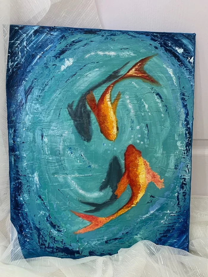 Goldfish or the history of putty - My, Painting, Butter, Oil painting, Palette knife, Creation, Art, Interior, Painting, Longpost