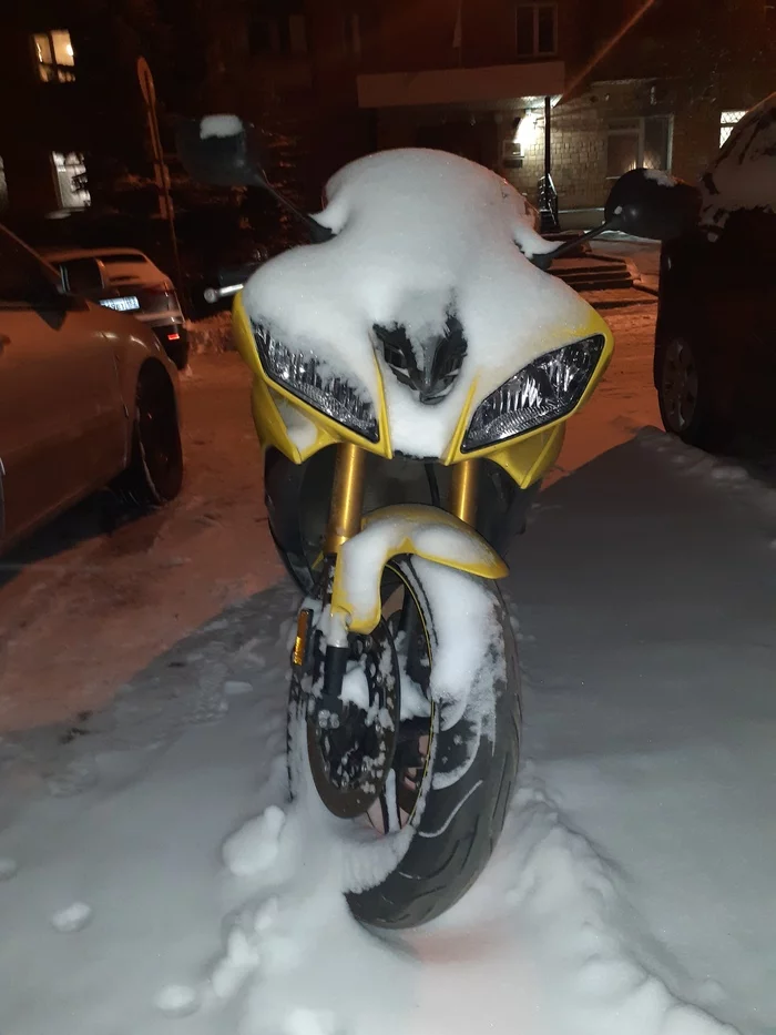 Yamaha in the snow - My, , Yamaha, Moto, Slovenliness, It's a pity, Longpost, A pity