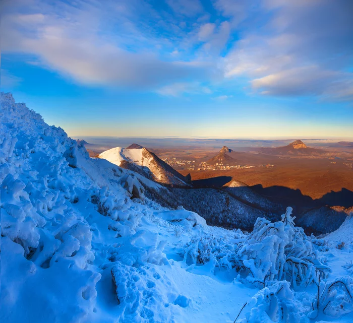 On the border of autumn and winter - My, November, Snow, Beshtau, Caucasian Mineral Waters, Landscape, The photo