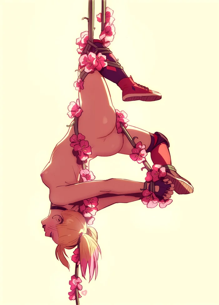 Upside down - NSFW, Art, Erotic, Girls, Boobs, Booty, Shibari, Harley quinn, Dc comics