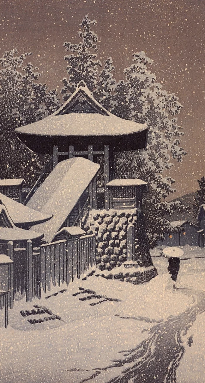 Hasui Kawase, Koyasan Bell Tower, Wakayama - Ukiyo-e, Japan, Engraving