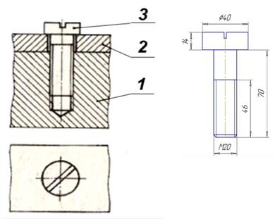 Винтовое соединение на чертеже в разрезе