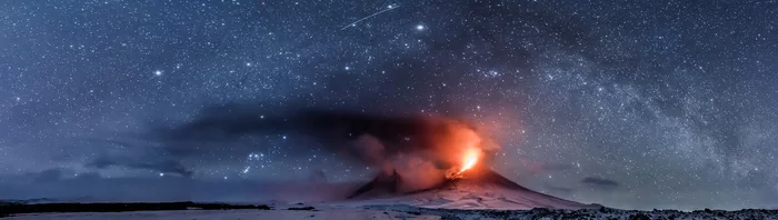 To the stars - My, Kamchatka, Volcano, Eruption, Travels, Lava, Nature, Stars, Klyuchevskoy Volcano