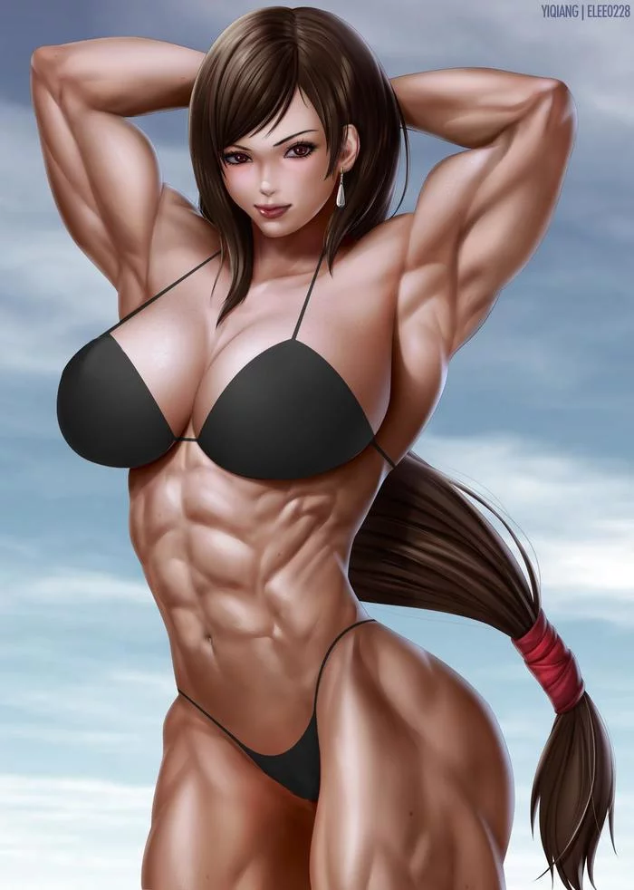 Tifa - NSFW, Крепкая девушка, Арт, Muscleart, Tifa Lockhart, Final Fantasy, Игры, Yi Qiang Cao