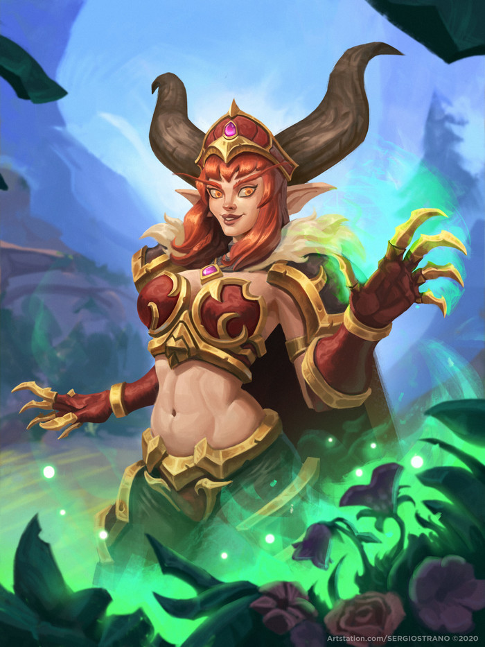 Алекстраза для конкурса "Hearthstone Art Challenge 2020". Автор: Sergio Strano