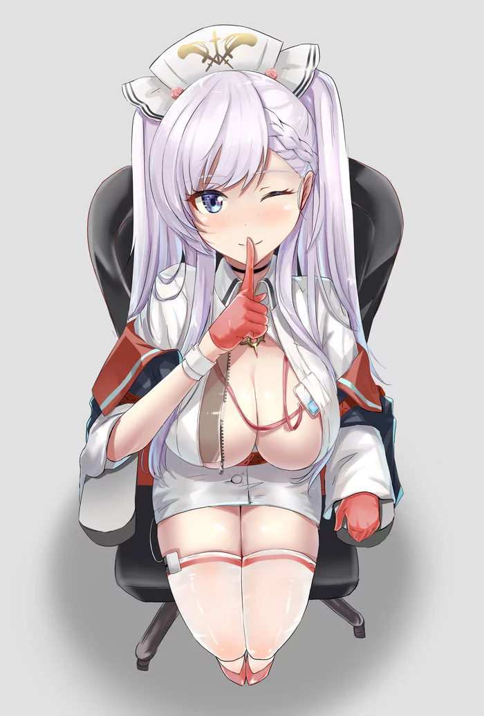 Belfast & Perseus - NSFW, Anime, Anime art, Azur lane, Belfast, Perseus, Breast, Stockings