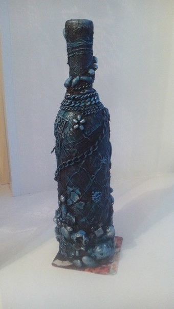 Bottle from the seabed - My, Needlework without process, With your own hands, Needlework, Decor, Presents