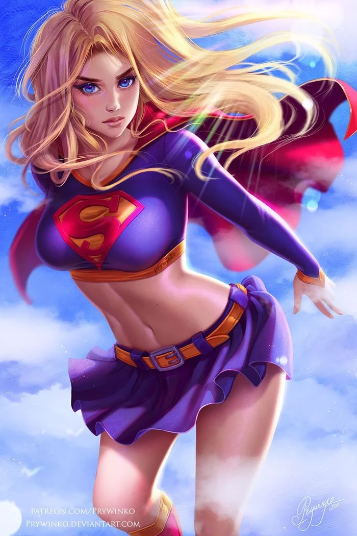 Supergirl - NSFW, Art, Drawing, Dc comics, Supergirl, Girls, Erotic, Hand-drawn erotica, Boobs, Pubes, Naked, Superheroes, Prywinko, Longpost