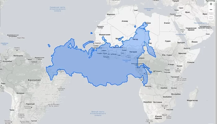 Если поместить Россию на экватор - Россия, Проекция Меркатора, Интересное