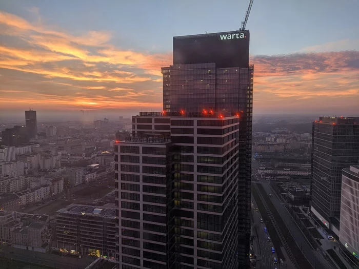 Warsaw city center from the 38th floor, at sunrise and sunset - My, Warsaw, Height, Skyscrapers, Sunrises and sunsets, Longpost