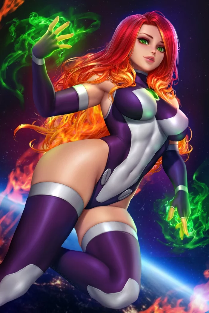 Starfire - NSFW, Арт, Девушки, Эротика, Neoartcore, Нижнее белье, Сиськи, Голые, Teen Titans, Starfire, DC Comics, Длиннопост