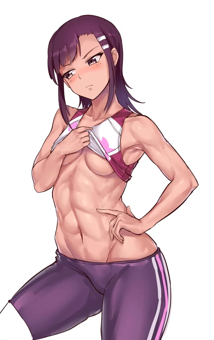 Jun Uehara (Iwa-Kakeru!) - NSFW, Strong girl, Art, Muscleart, Anime, Anime art, Series Strong girls, 18+