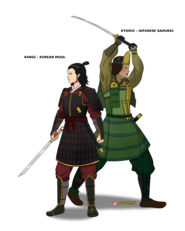 Rangi and Kyoshi as warriors of ancient Korea and Japan. By kkachi95 - Avatar: The Legend of Aang, Kyoshi, Rangi, The Rise of Kyoshi, The Shadow of Kyoshi, Longpost