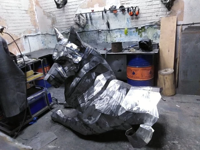 Steel polygonal wolf. Progress - Wolf, Fenrir, Welding, Handmade, With your own hands, Longpost