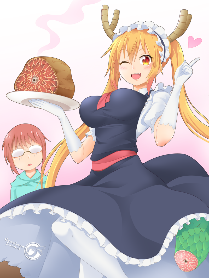 Several anime arts Kobayashi's Maid Dragon - Kobayashi-san chi no maidragon, Kanna kamui, Tooru, Elma, Anime art, Anime, Chibi, Longpost, Lucoa, Chibi