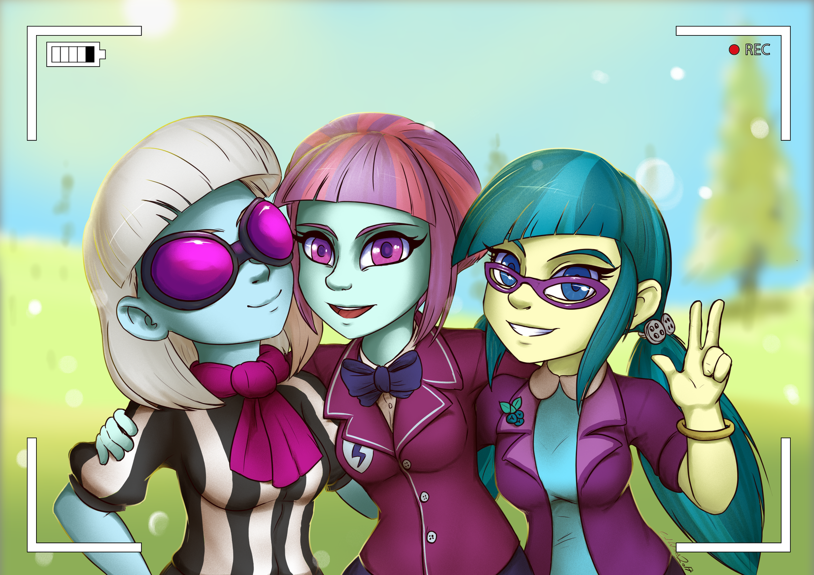 Three girls - My little pony, Equestria girls, Photo Finish, Sunny Flare, 