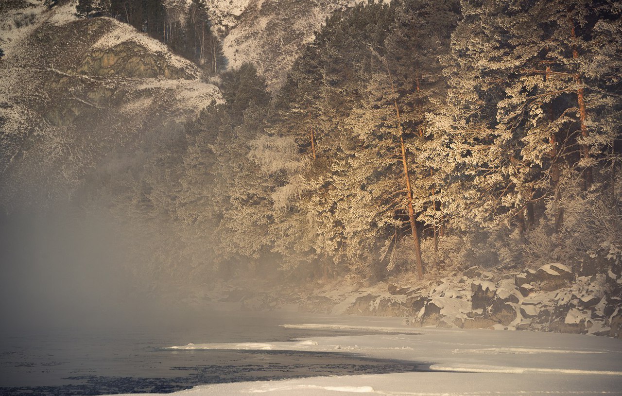 Turquoise Katun, Altai Mountains - Altai, Mountain Altai, Katun, Winter, Nature, Longpost, Altai Republic