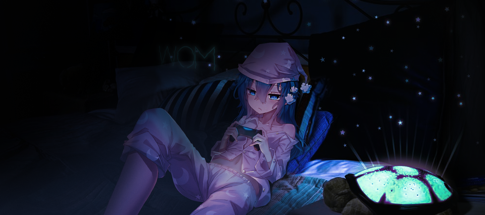 Good night - My, Worksofmelchor, Anime, Anime art, , , 2D Among Us, 2D on 3D