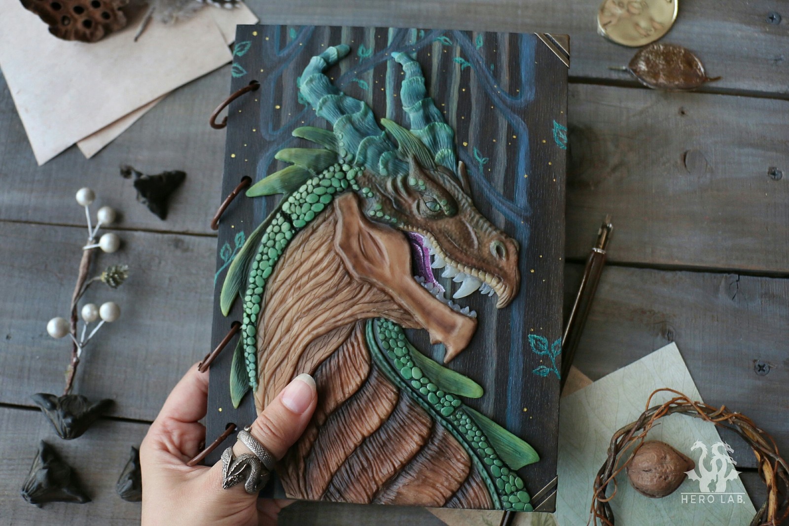 The Story of a Dragon - My, My, Handmade, Polymer clay, Notebook, The Dragon, Fantasy, Handmade, Longpost