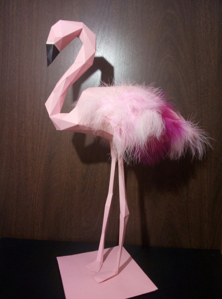 Adorable flamingo! Papercraft. - My, Flamingo, Pink flamingo, Creation, Presents, Idea for home, Papercraft, Longpost