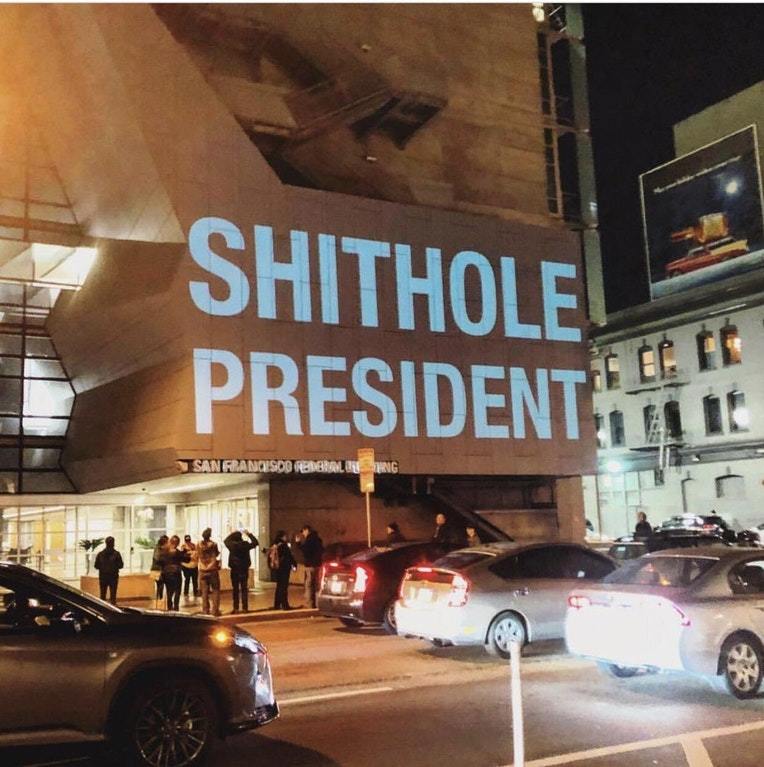 Projection on the Federal Building in San Francisco - Donald Trump, USA, Politics