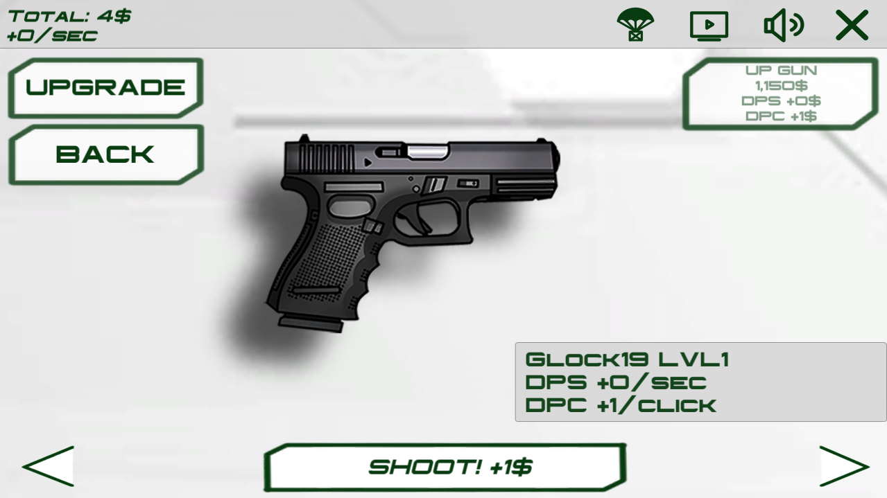 Tried to make android clicker interesting - Longpost, Games, Android, My, Gamedev, Firearms, Clicker, Инди, Unity3d, 