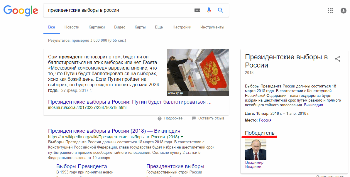 Presidential elections in Russia - Spoiler, Google, Elections