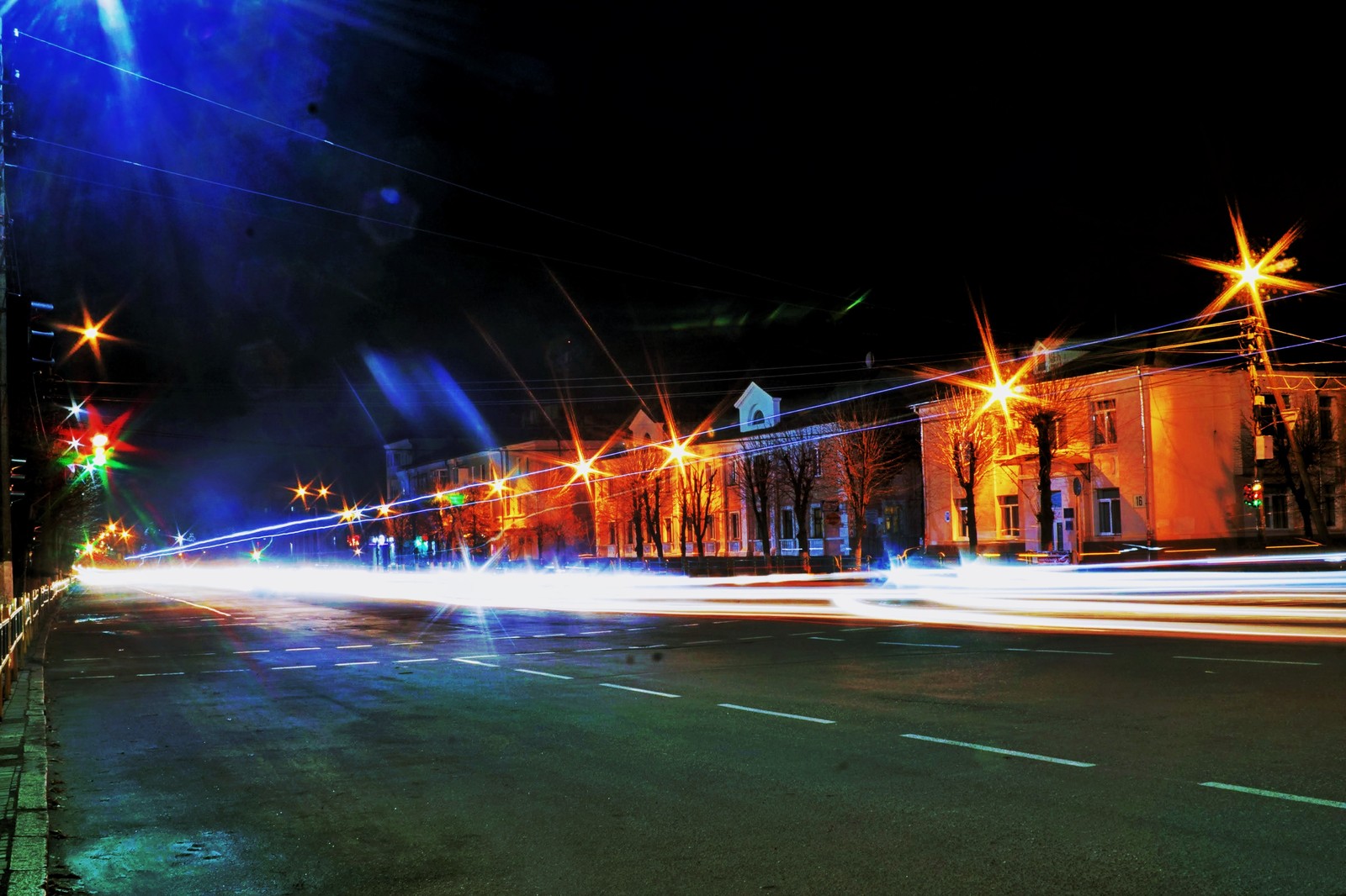 Evening city - My, The photo, Town, Light, Night, Road