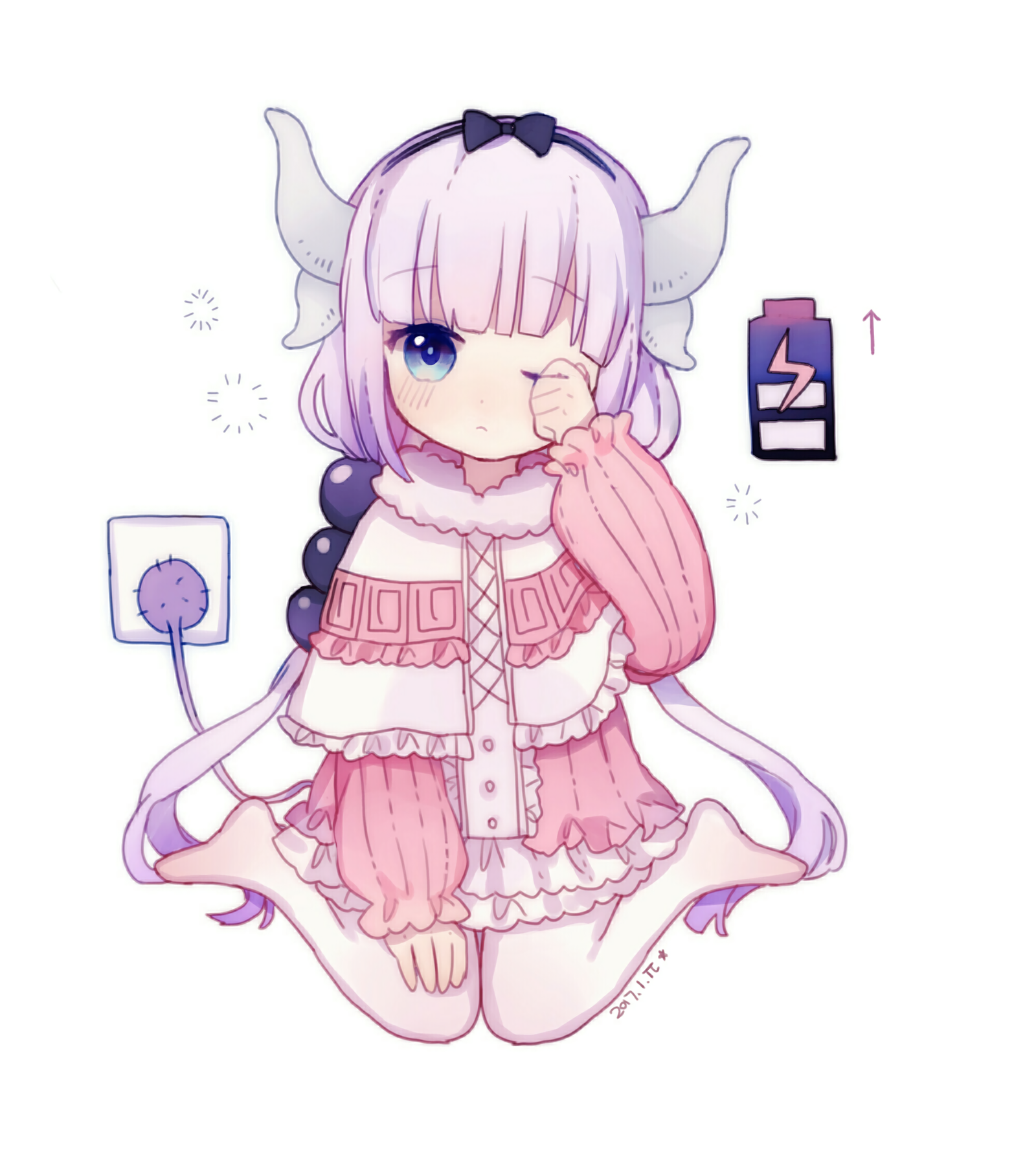 Kanna Kamui - Аниме, Kanna Kamui, Kobayashi-San chi no maidragon, Anime Art, Длиннопост