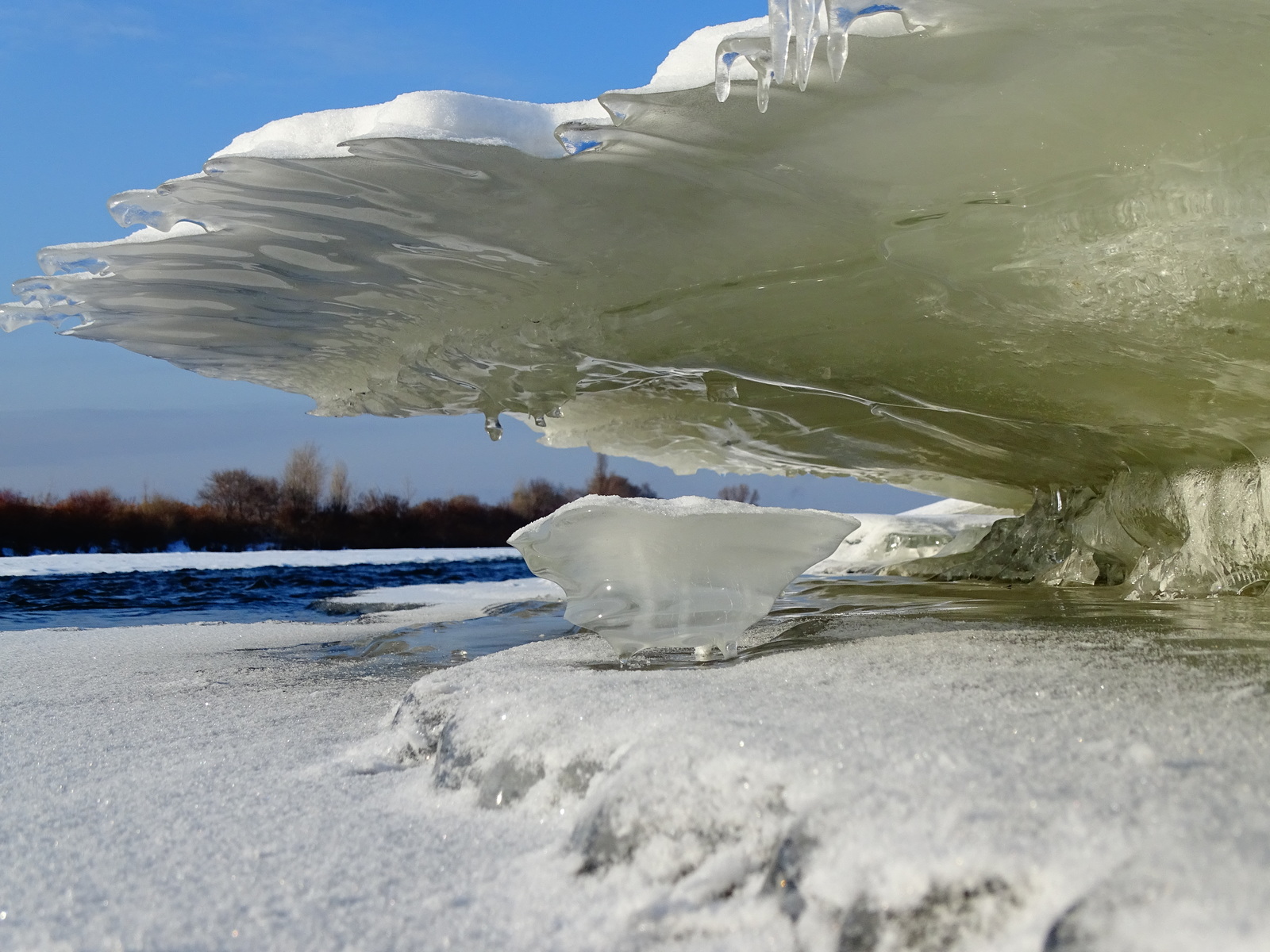 The Art of Mother Winter, on the Razdolnaya River - part 6 - My, Дальний Восток, Primorsky Krai, Oktyabrsky District, Razdolnaya River, Ice, Funny, Longpost