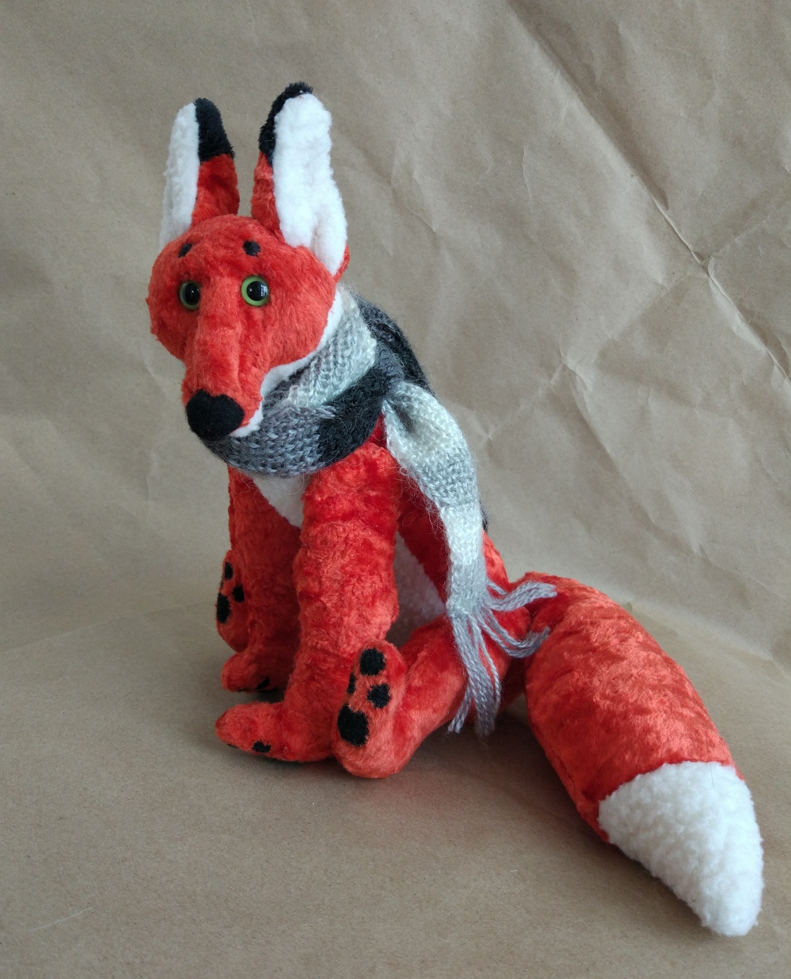 Scarlet Fox - My, Needlework without process, Fox, Author's toy, Animals, I share, Handmade, Longpost