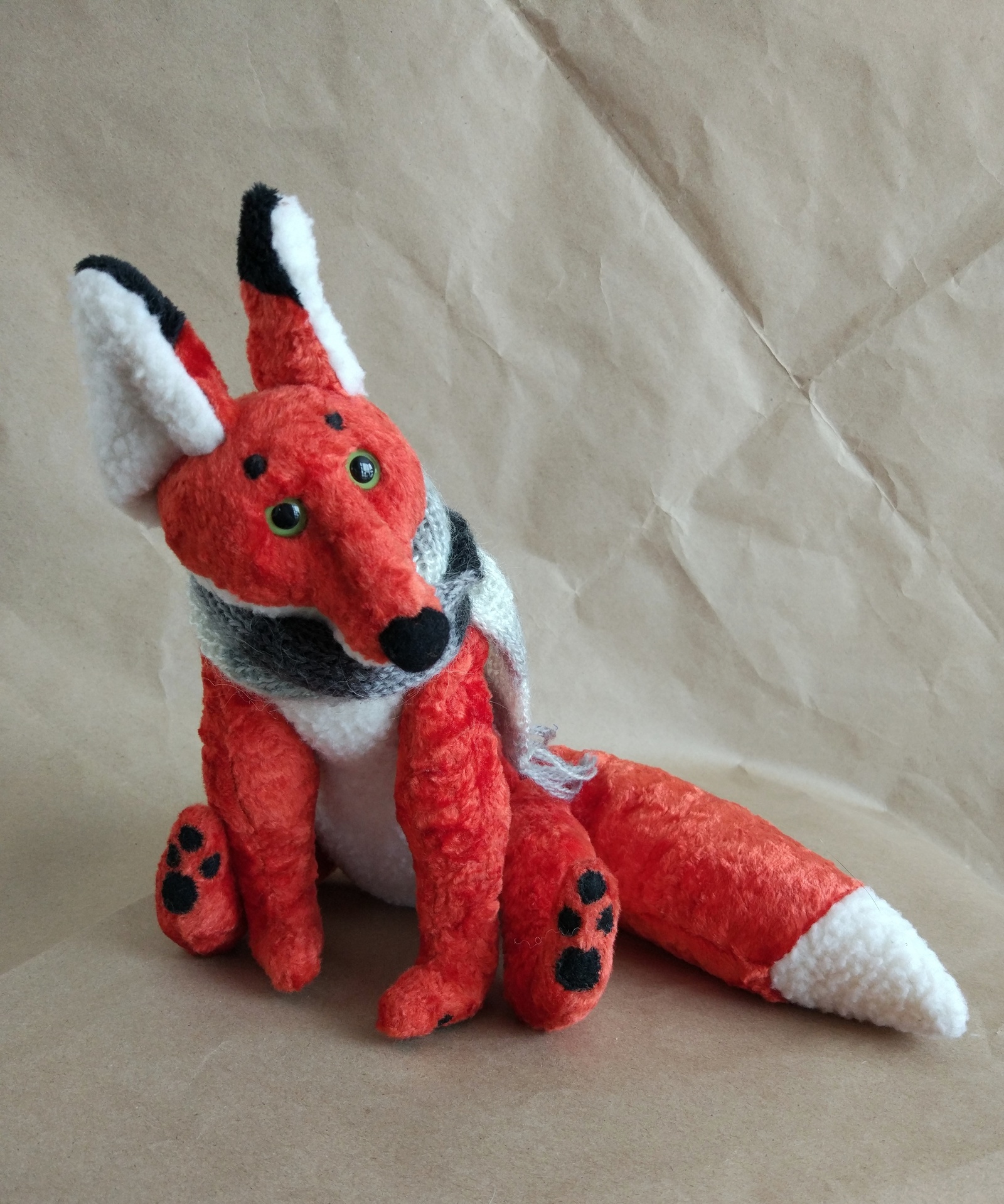 Scarlet Fox - My, Needlework without process, Fox, Author's toy, Animals, I share, Handmade, Longpost