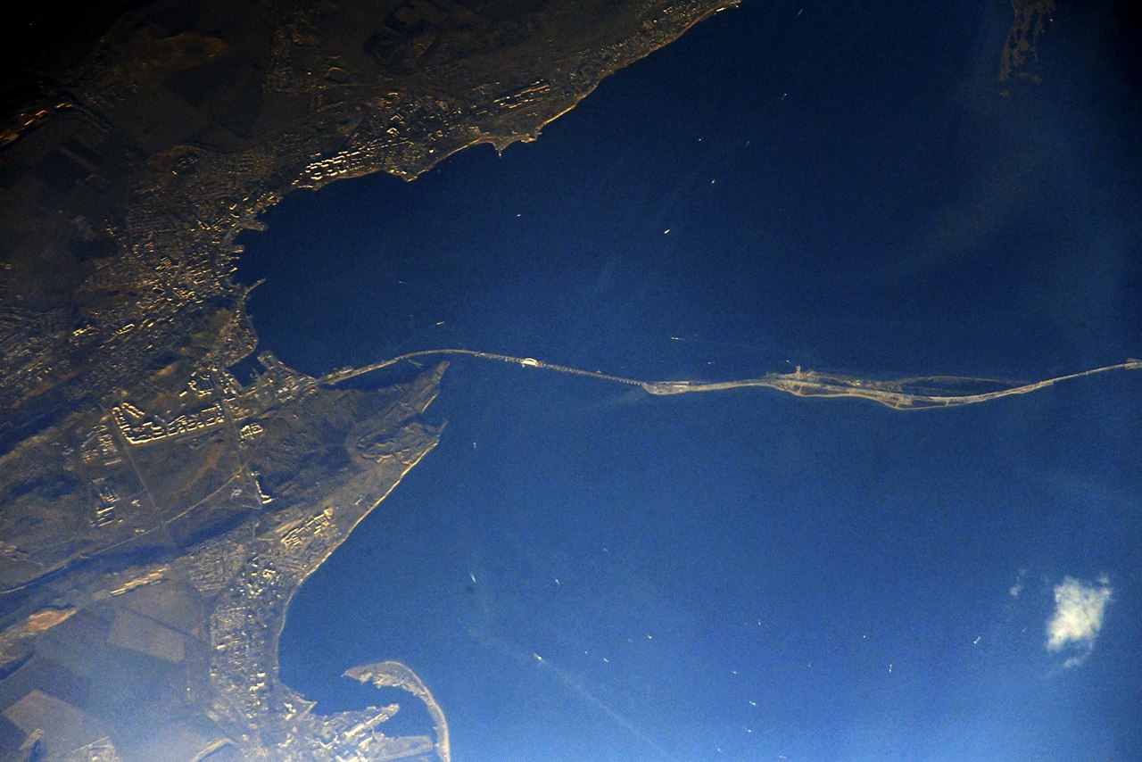 Crimean bridge. - Space, Crimean bridge, The photo, Bridge, Crimea, ISS, Russia, Kerch Strait