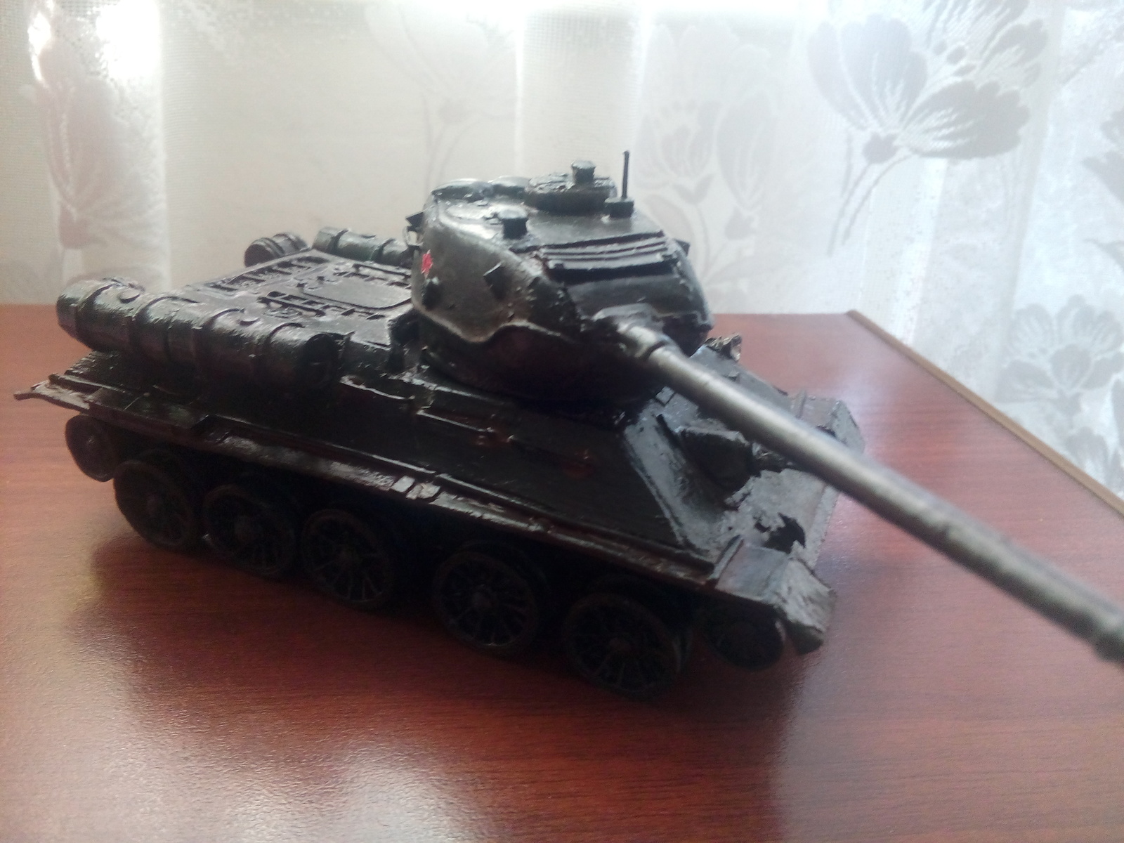 Model of the T-34-85 tank from cardboard 1:48 - My, t-34-85, Models, Longpost, Cardboard model, Cardboard models