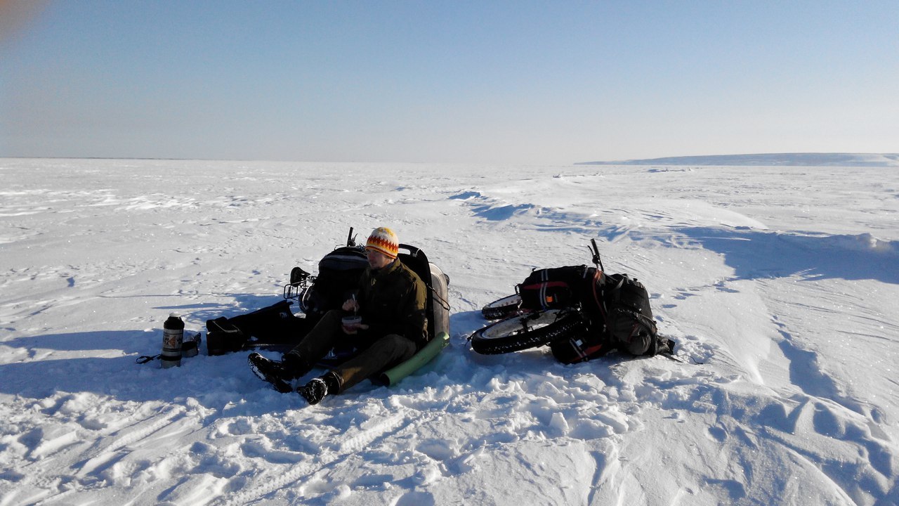 450 kilometers on the ice of the Volga - Volga river, Rodimtsev, A bike, Cyclist, Tourism, Longpost